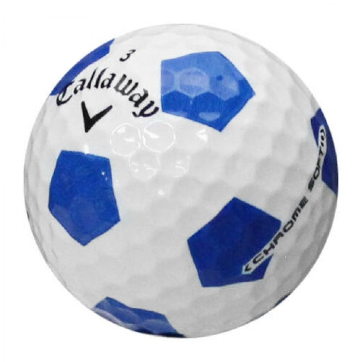 Genbrugt Callaway truvis golfbold med fodboldmønster. billig golfbold til både erfarne og nybegyndere.